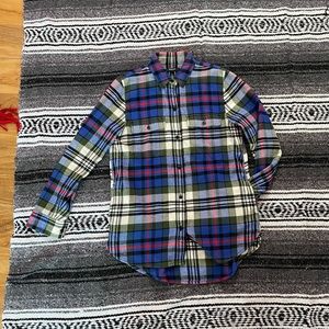Madewell ex boyfriend flannel plaid smock shirt SIDE POCKETS